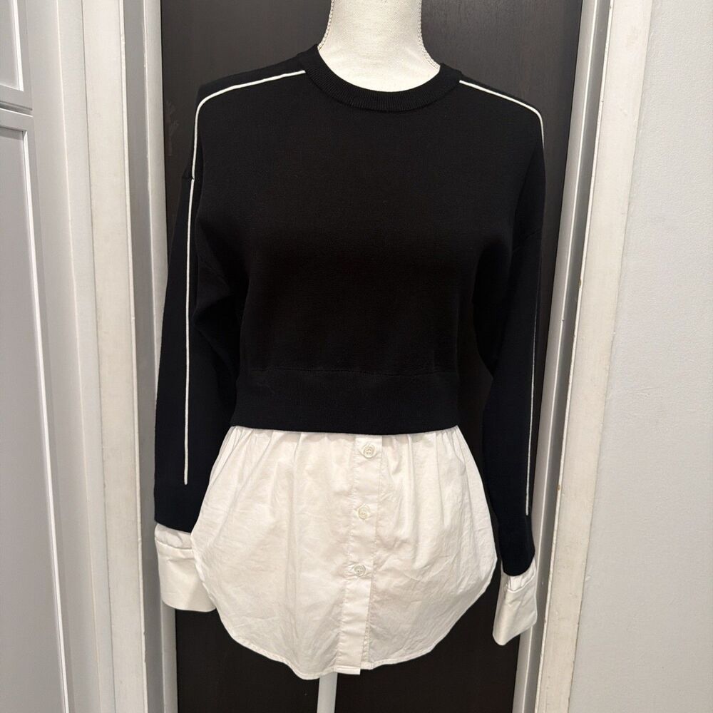 Jonathan Simkhai "Remi" Combination Multi-Layer Sweater  XS Quiet Luxury